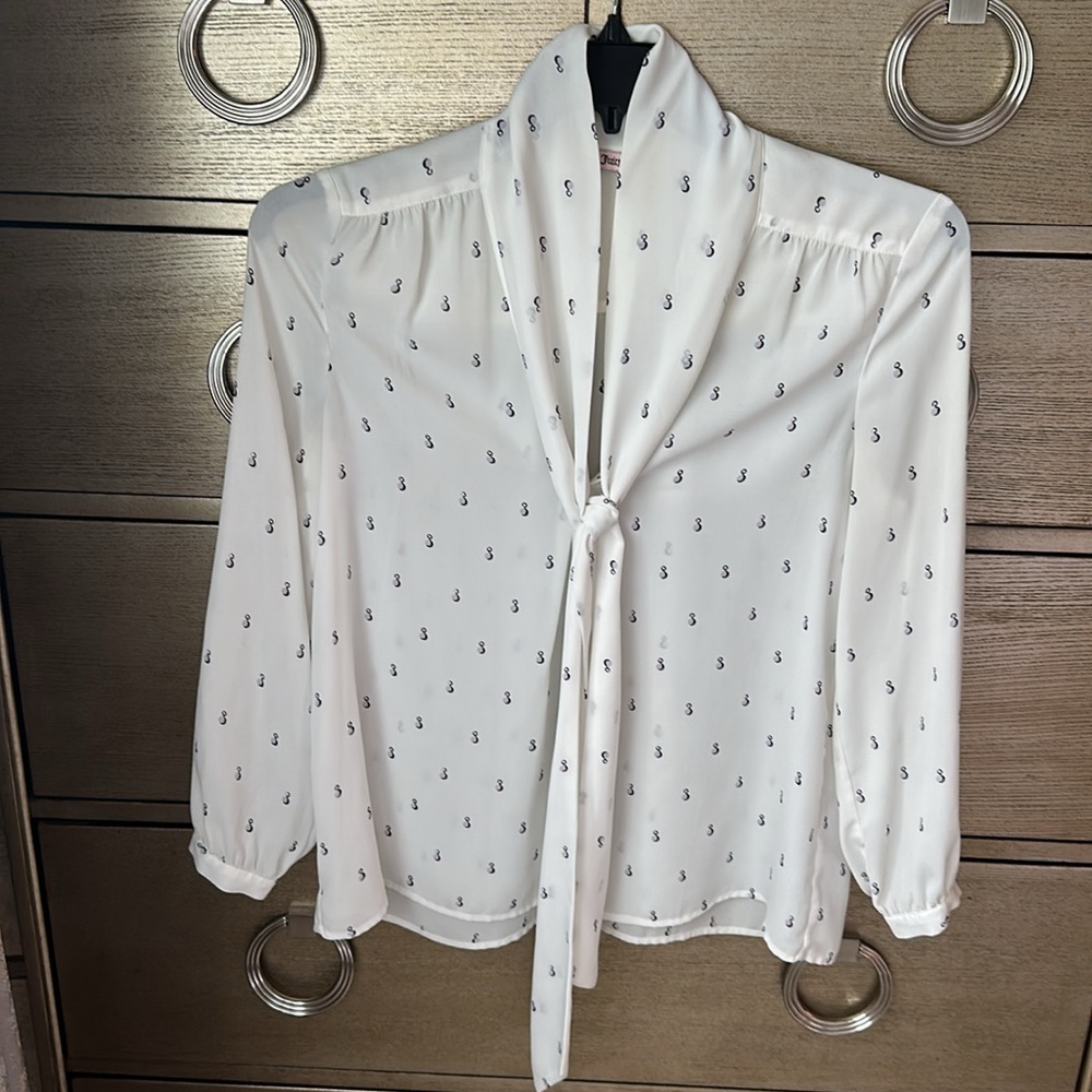 Juicy Couture Long Sleeve Neck Tie Blouse - Picture 3 of 7